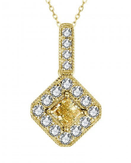 MULTI TONE  PRINCESS CUT DIAMOND PENDANT (TP2783)